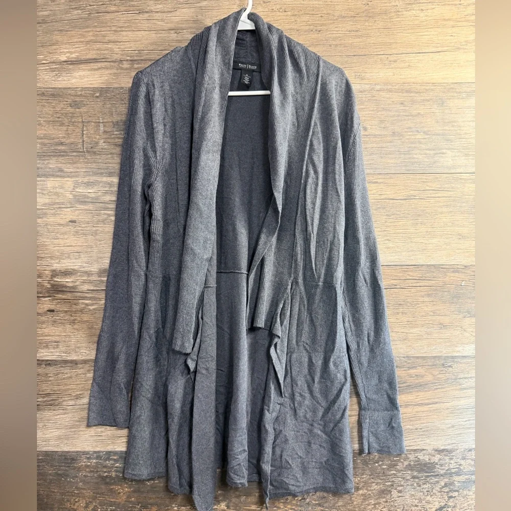 White House Black Market Gray Open Front Cardigan